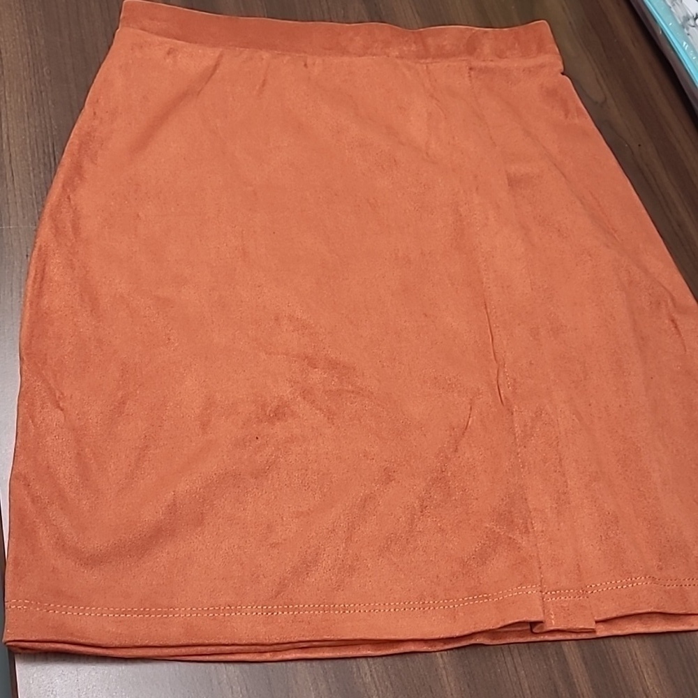 Rachel Size XXS Cognac Faux Suede Mini Skirt